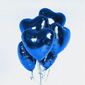 Фольгированное синее сердце металлик