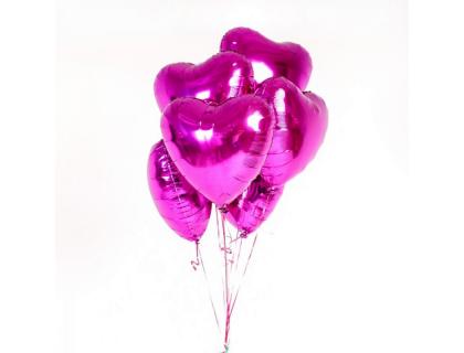 Шар сердце тёмно-розовое металлик (Фуксия)