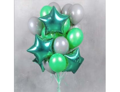 Облако воздушных шаров зеленого и серого цвета