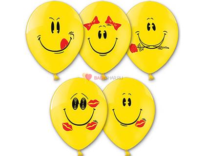 Гелиевые шарики улыбки разноцветные