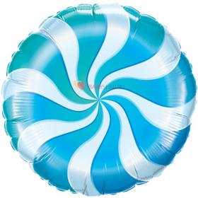 Фольгированный круг Спираль голубая 