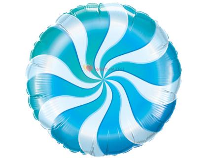 Фольгированный круг Спираль голубая 
