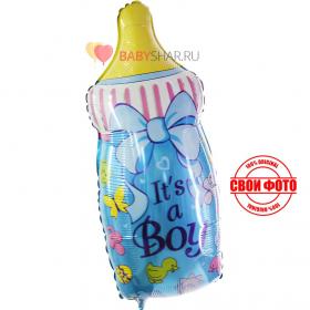 Купить фольгированный шар бутылочка для новорожденного мальчика