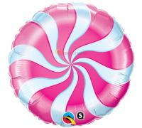 Фольгированный круг Спираль розовая