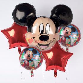 Букет из шаров с Микки Маусом и красными звездами