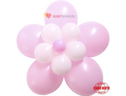 Цветок из шаров розового цвета на выписку из роддома для девочки