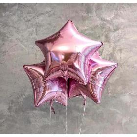 Фольгированная звезда розовый металлик